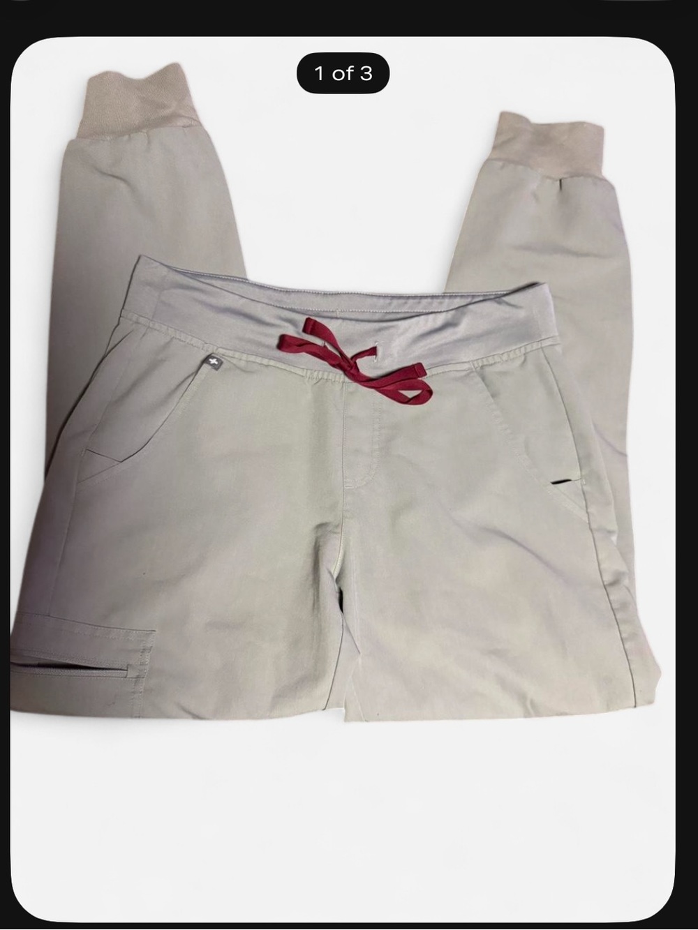 Figs Light Beige Hybrid Shorts with Red Drawstring